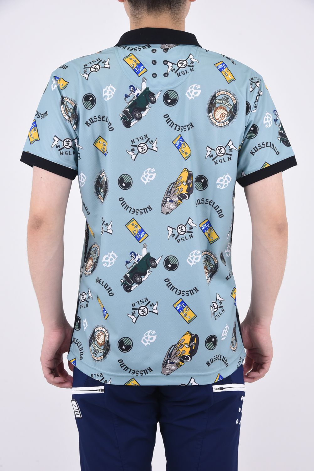 RETRO PATTERN POLO / 総柄プリント ポロシャツ ソルト