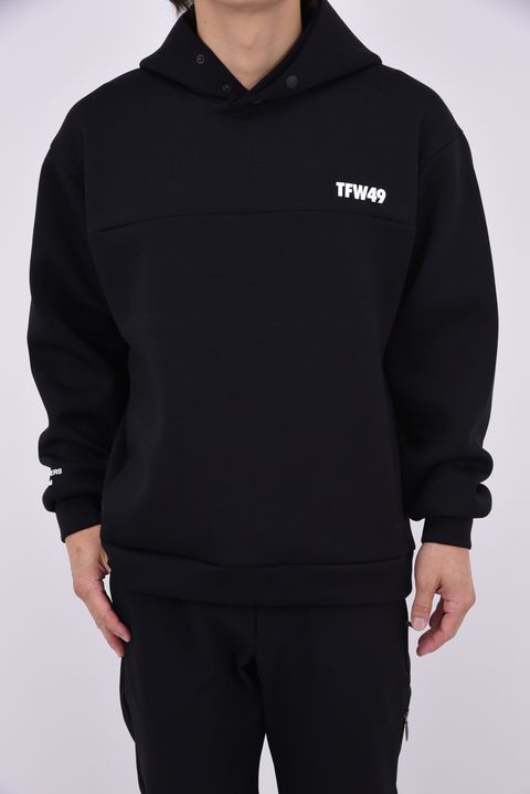 【26AW】 CARDBOARD MATERIAL HOODIE / ダンボールニット サイドジップ プルオーバーフーディー (ブラック)