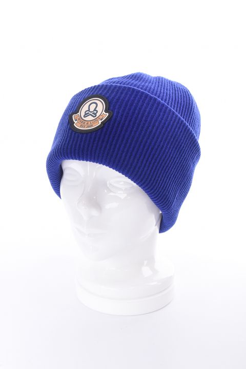 EVER WHOLE GARMENT MERINO BEANIE / ブランクスカルワッペン カラビナ付き ワッチキャップ (ブルー)