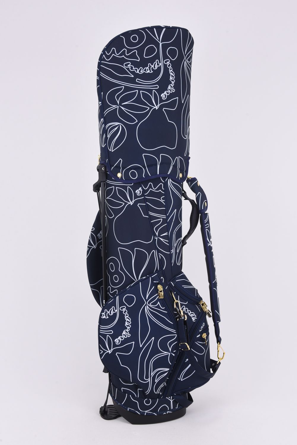 【銀行振込・代金引換不可】【返品・交換不可】 CADDY BAG & COVER / ボタニカル柄 キャディバッグ&ヘッドカバーセット (ネイビー)
