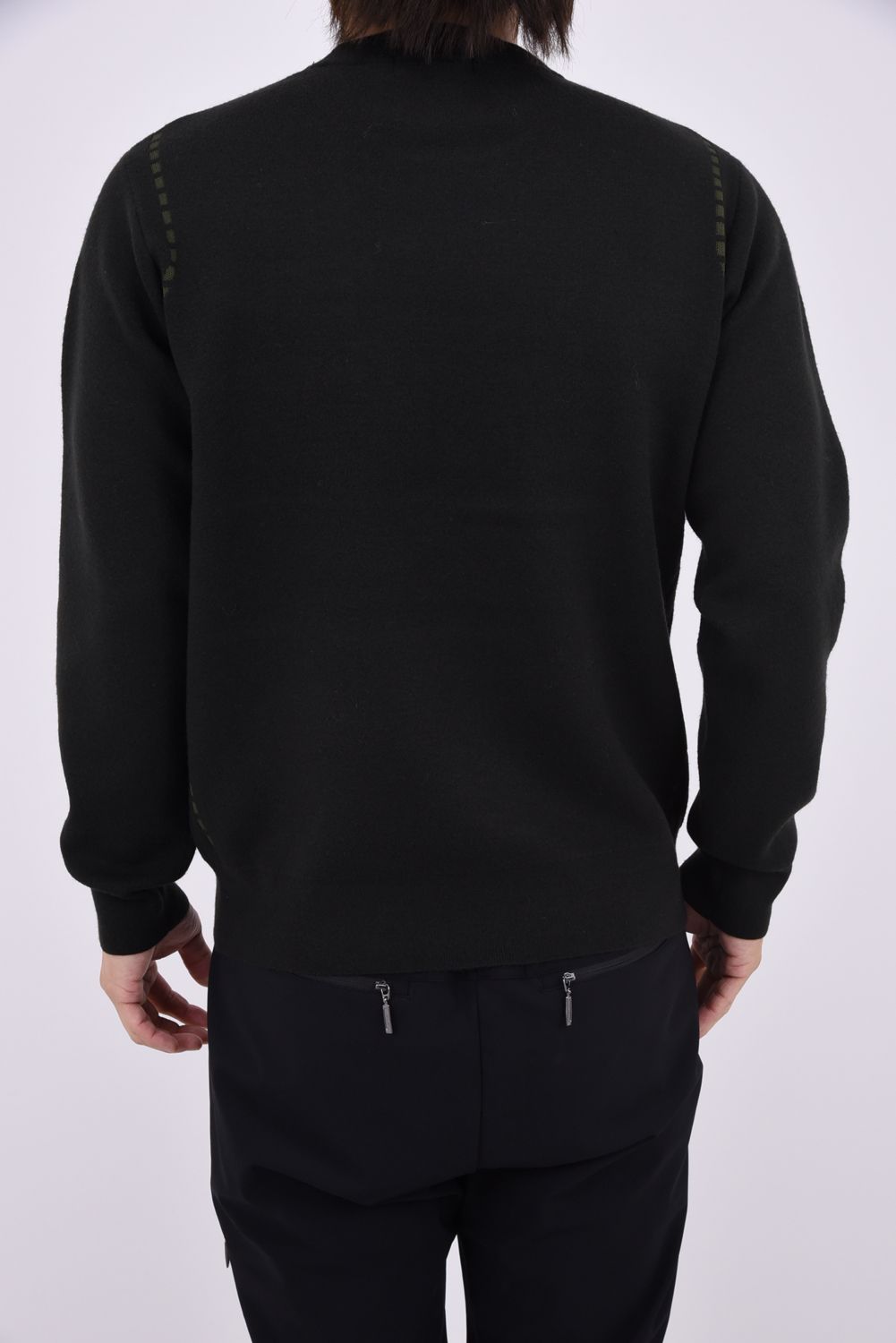 【26AW】 STITCHING LINE KNIT / ステッチングライン クルーネックニット (ブラック)*