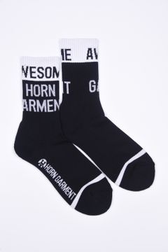 L.M.U CUSHION SOCKS / ワードカラー ミドルソックス ブラック