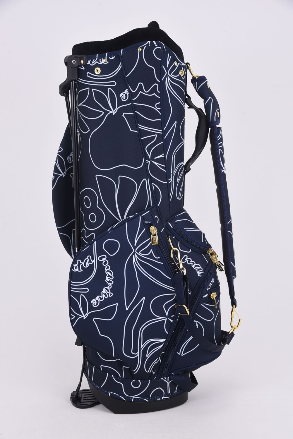 【銀行振込・代金引換不可】【返品・交換不可】 CADDY BAG & COVER / ボタニカル柄 キャディバッグ&ヘッドカバーセット (ネイビー)