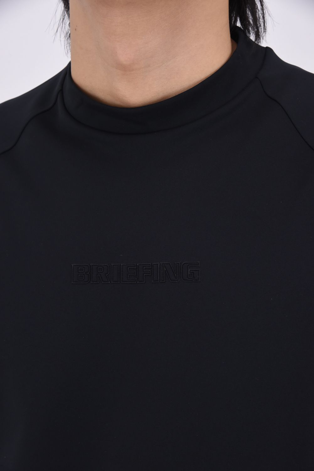 【26SS】 MEN'S STTCHED 3D LOGO HIGHNECK RF / 3Dブランドロゴ リラックスフィット ワントーン ハイネックシャツ (ブラック)