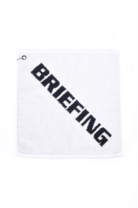 【プレゼント好適品】 LOGO WASH TOWEL BY HIPPOPOTAMUS / ブランドロゴ ループ付き スクエア型フェイスタオル (ホワイト)