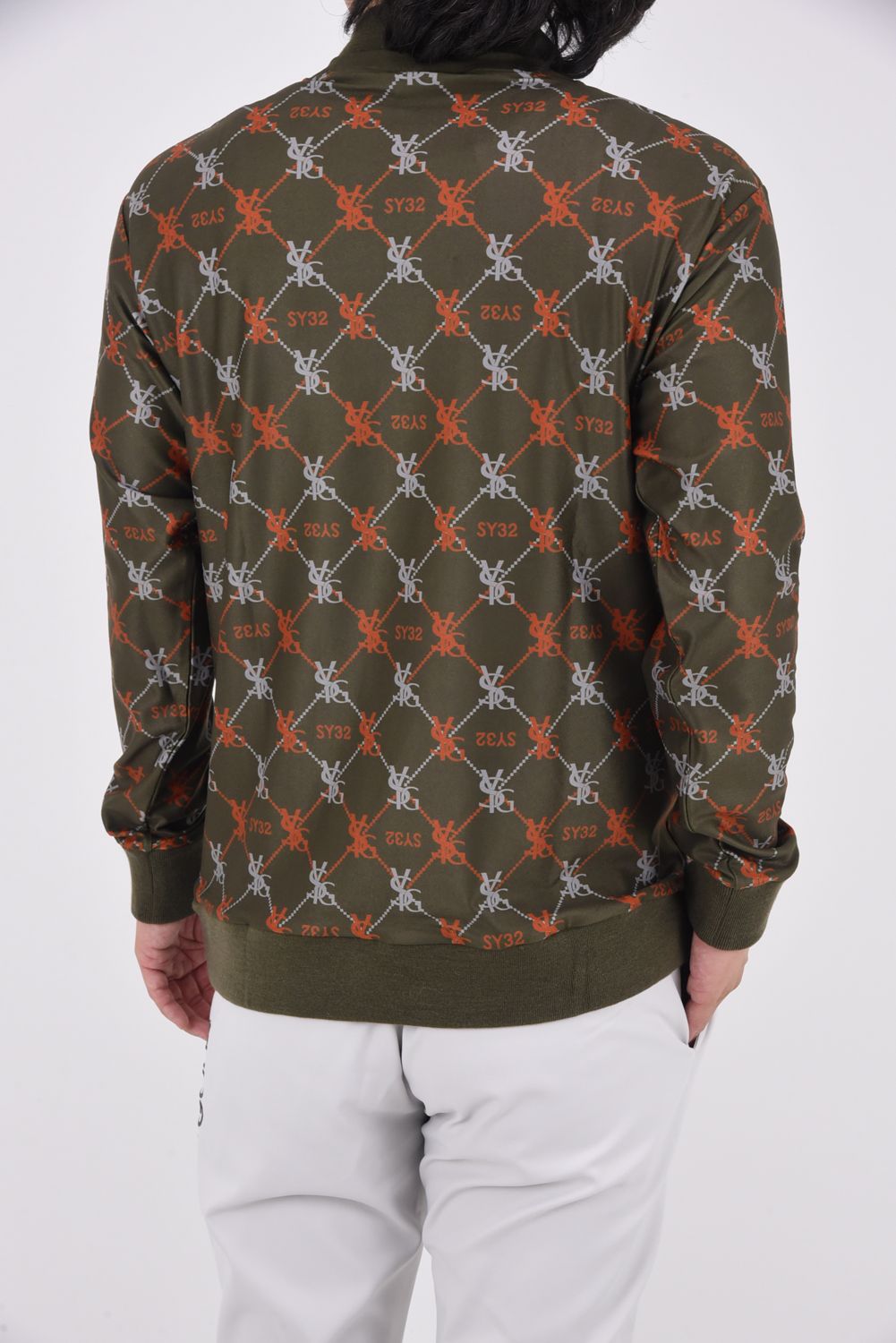 SYG MONOGRAM MOCK / ロゴモノグラム フェイクレイヤード ロングスリーブ モックネックTシャツ (カーキ)