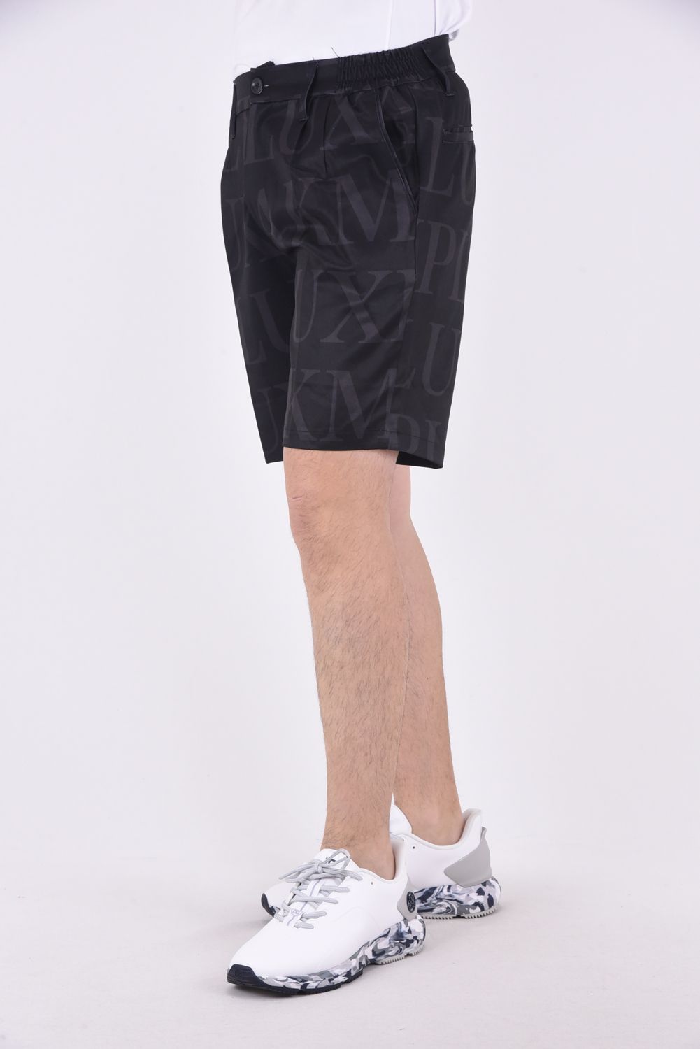 SAME LOGO SHORT PANTS / 総柄ロゴ ハーフスラックス (ブラック)