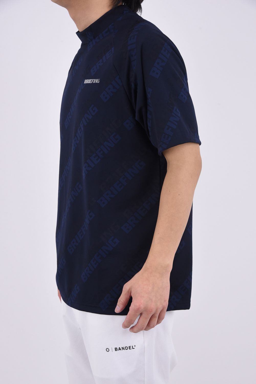 【26SS】 MEN'S SHADOW LOGO JQ HIGHNECK RF / バイアスロゴジャカード リラックスフィット モックネックTシャツ (ネイビー)