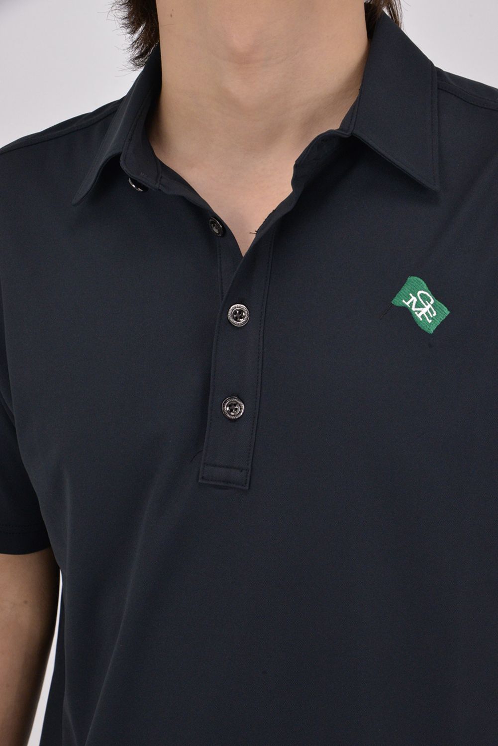 【26SS】 MICRO KANOKO COOL POLO / マイクロカノコ素材 バックロゴプリント ポロシャツ (ブラック)