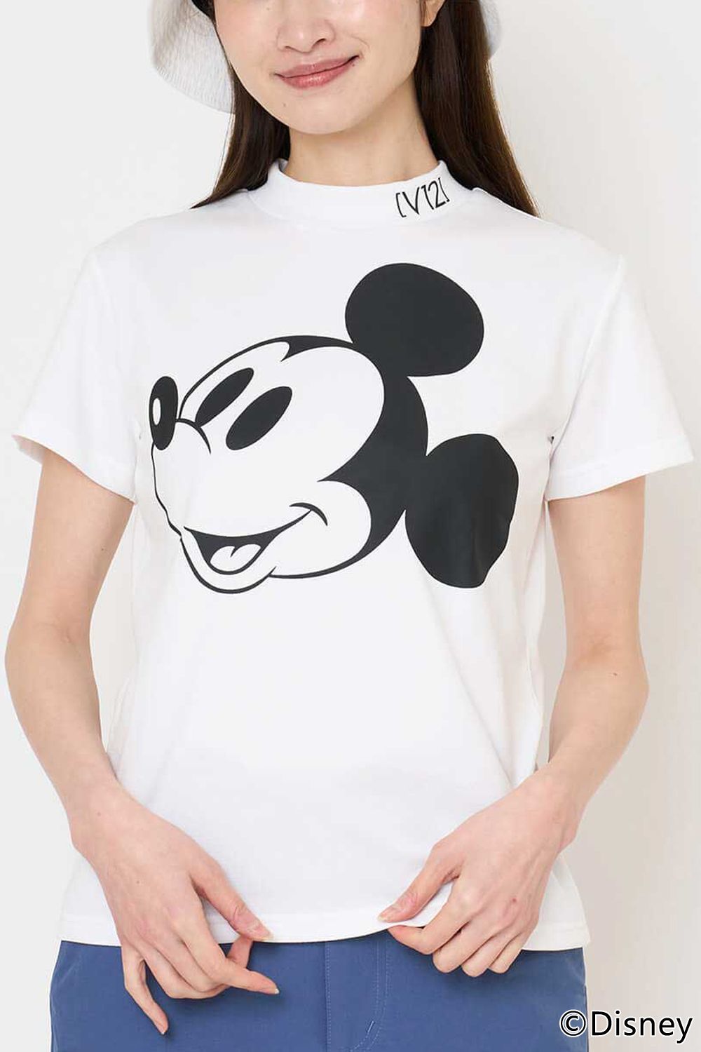 【26SS】【レディース】 BIG FACE MOCK / ディズニーコレクション モックネックTシャツ (ホワイト)