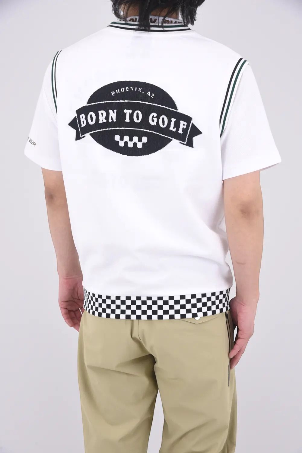 BORN TO GOLF CHECKER RIB KNIT VEST / チェッカーリブ ニットベスト (ホワイト)
