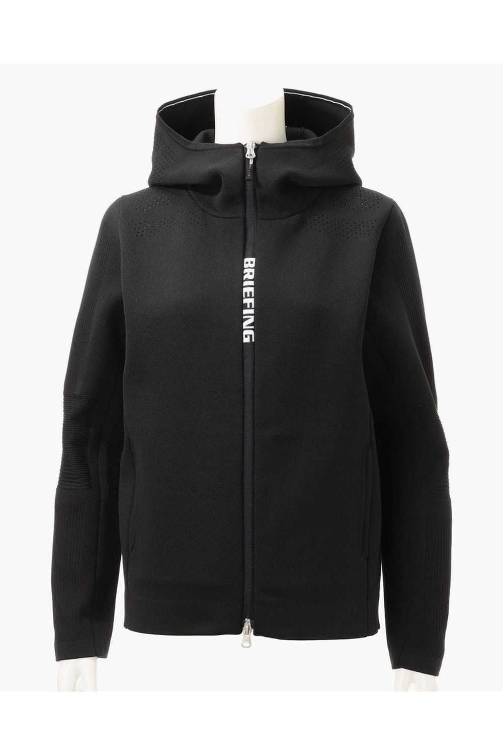 【26AW】【レディース】 WOMEN’S DOUBLE JQ KNIT PARKA / バックロゴ ジップアップ ニットパーカー (ブラック)
