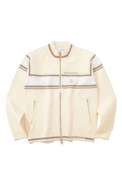 【25AW】【レディース】 ALLURE KNIT JACKET / ブランドロゴ刺繍 異素材切り替えライン ミラノリブニットジャケット (オフホワイト)