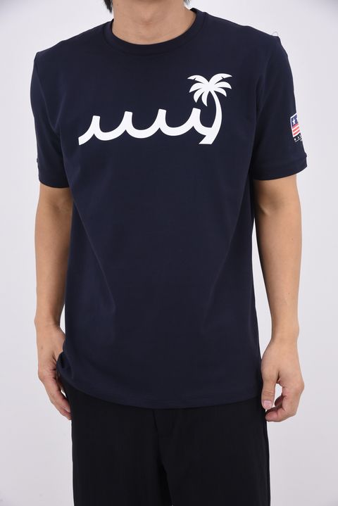 【26SS】 PALM WAVE STRETCH SHIRTS / ウェーブロゴ バックプリント Tシャツ (ネイビー)