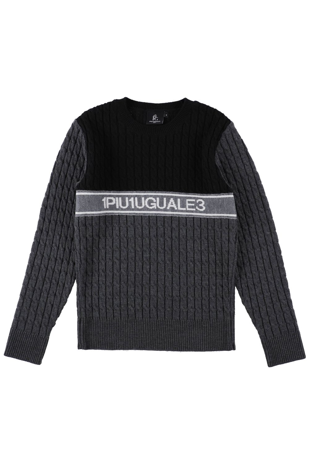 CREW NECK / 113Gロゴ ケーブル編み クルーネックニット (ブラック)