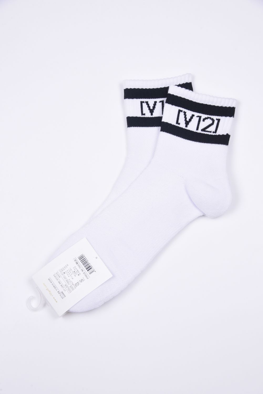 【26SS】 VT LINE MID SOCKS / ブランドロゴジャカード ライン ミドルソックス (ホワイト)