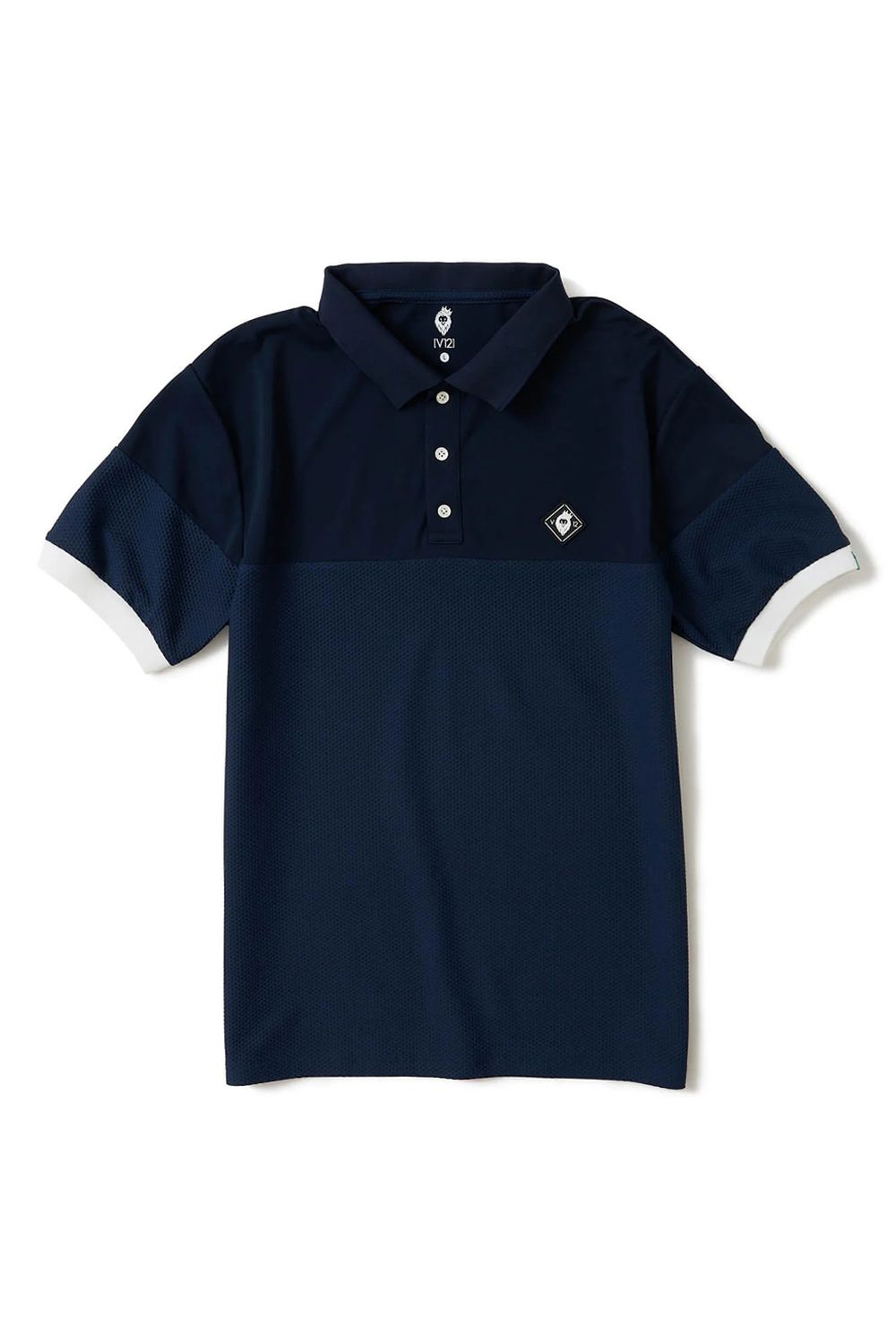 【26SS】 AIRY AWA POLO / ワッフル生地 異素材切り替え ポロシャツ (ネイビー)