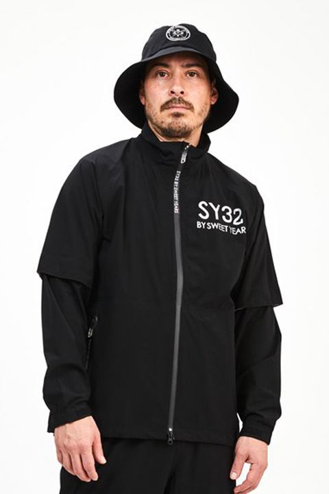 2.5L LAMINATE STRETCH RAIN SUIT / ブランドロゴ 2.5レイヤー ストレッチ セットアップ レインウェア (ブラック)