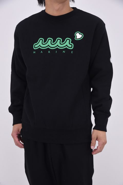 【25AW】 ACANTHUS * MUTA MARINE SWEET LOGO CREWNECK SWEATSHIRTS / ヘビーウェイト 裏起毛 ハートロゴ クルーネックスウェット (ブラック)