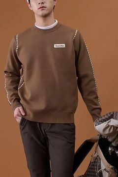 【26AW】 STITCHING LINE KNIT / ステッチングライン クルーネックニット (ブラウン)*