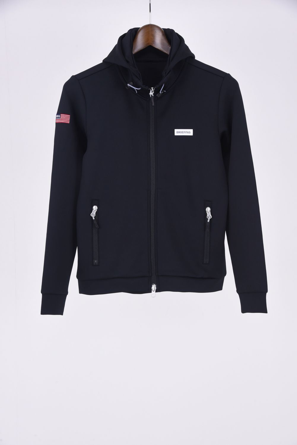 売れ筋アイテムランゴルフWOMENS 3D LOGO PARKA / エンボスBRIEFINGロゴ ジップアップパーカー ブラック レディース - S