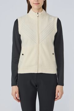 【25AW】【レディース】 防風ニットハイブリッド フルジップ中わたベスト (ホワイト)