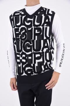 1PIU1UGUALE3 GOLF - BIG FULL LOGO V-VEST / 113ビッグ 総柄  