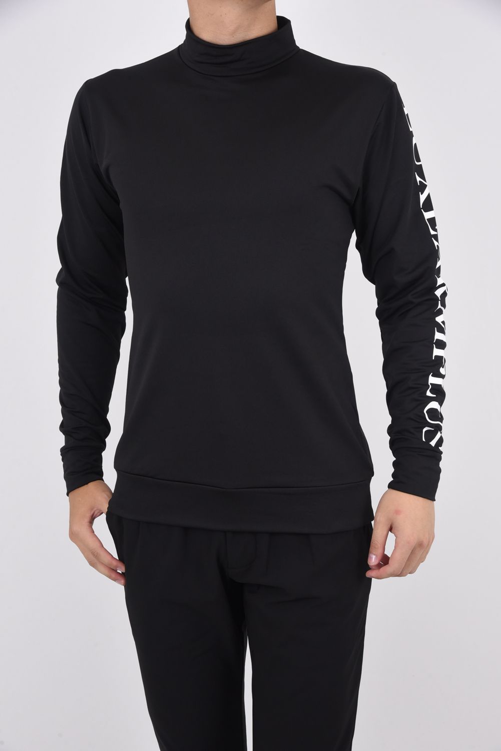 BACK BIG LOGO HIGH NECK T-SHIRTS / バックロゴモックネックTシャツ ブラック