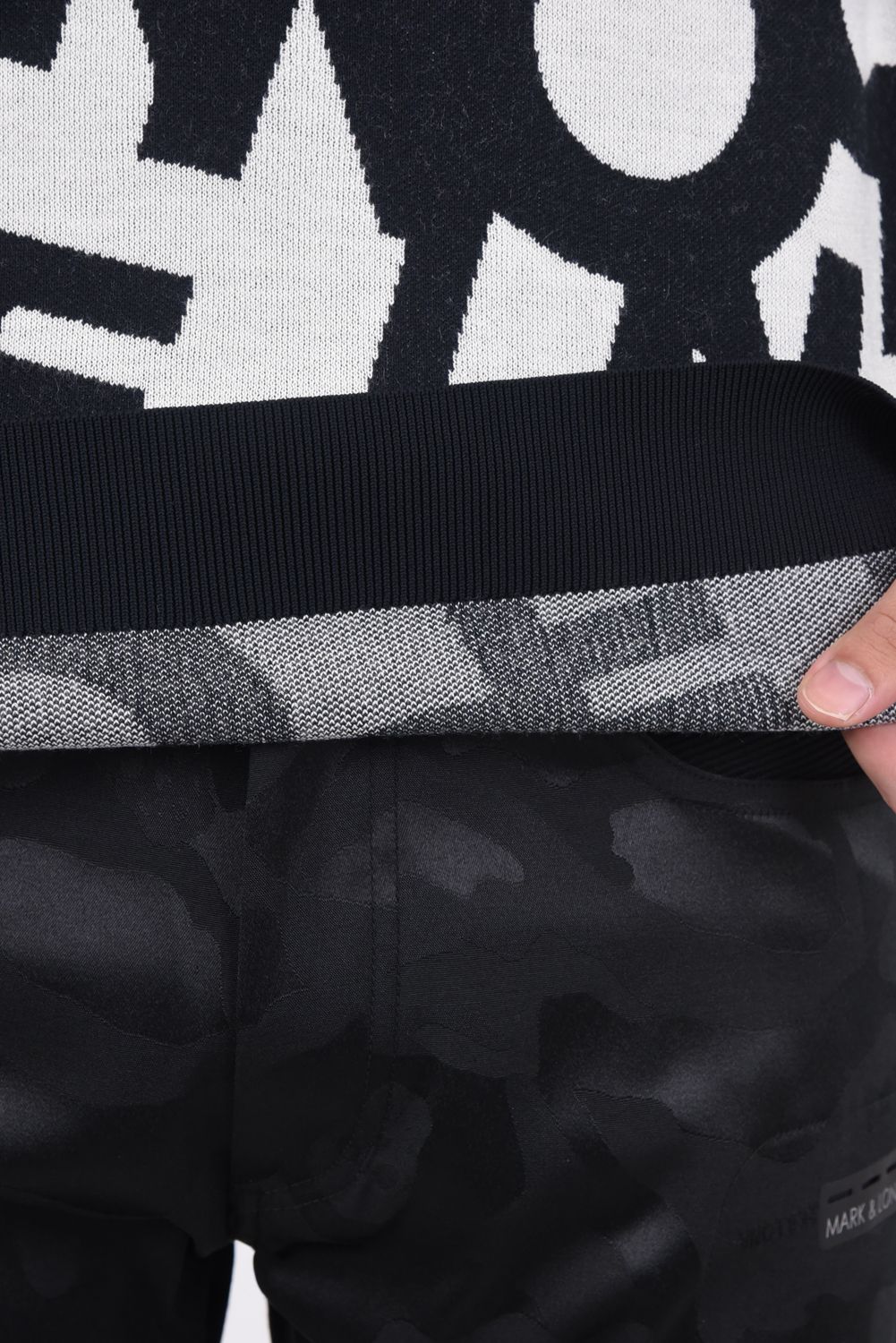 VISION JQ CREW KNIT / ヴィンテージ風グラフィック クルーネックニット ブラック