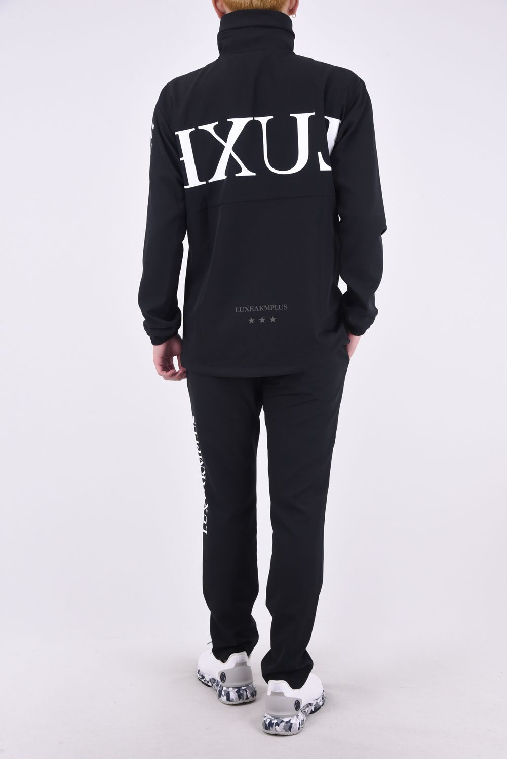 【春夏仕様】BASIC LOGO PANTS / ベーシックロゴ ストレッチ ロングパンツ (ブラックホワイトロゴ)