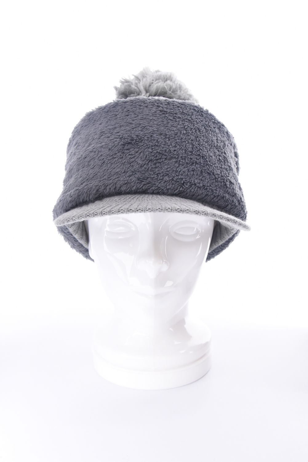 VISOR KNIT CAP / バイザー ニットキャップ（ネックウォーマー付き） (グレー)