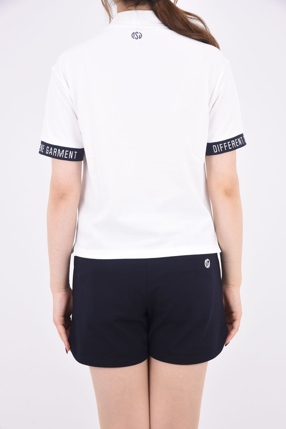 【レディース】【DSG COLLECTION】モックネック鹿の子シャツ (ホワイト)