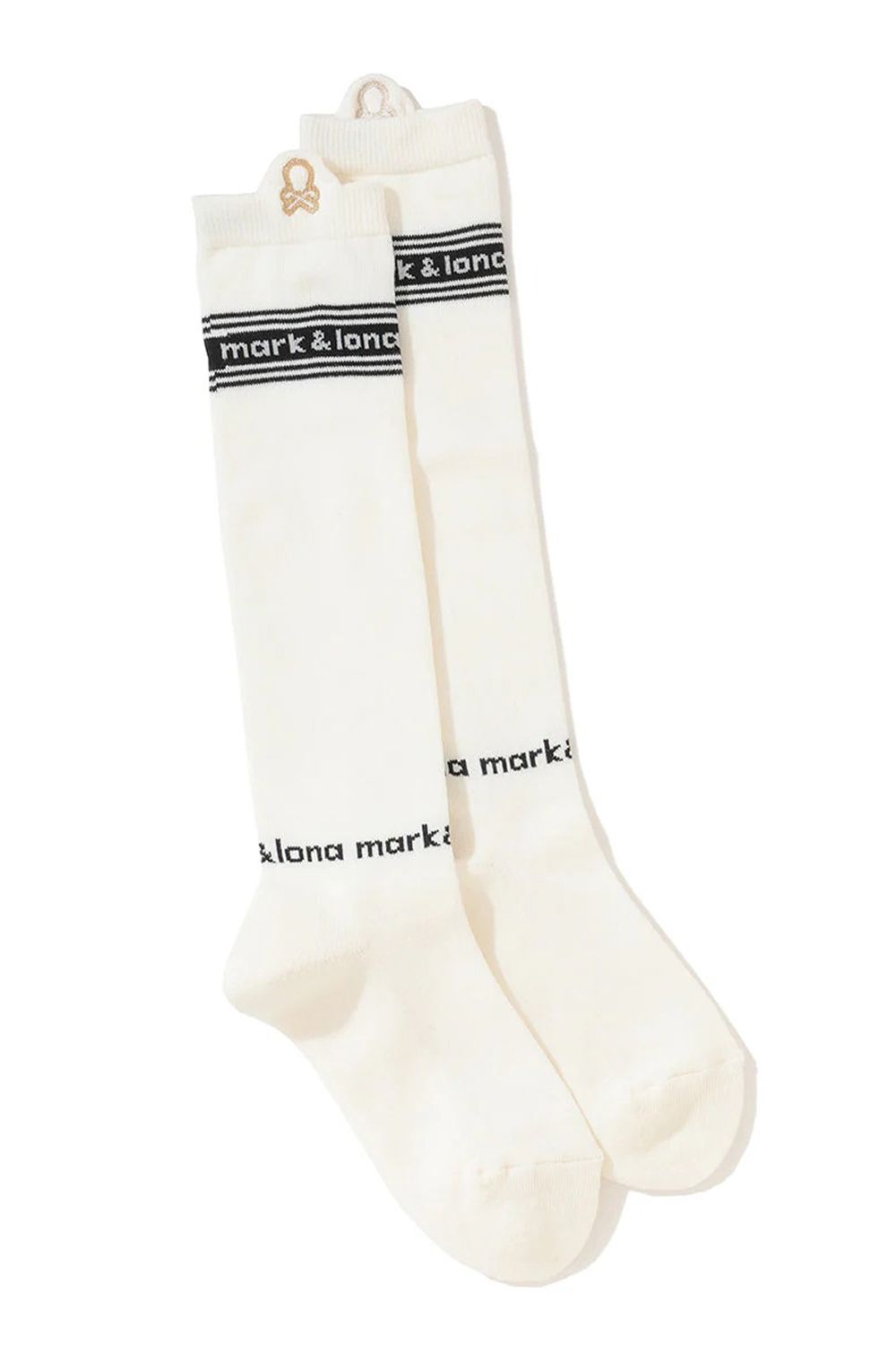 【レディース】 BUENA HIGH SOCKS / ロゴジャカード メタリック刺繍 ハイソックス (ホワイト)