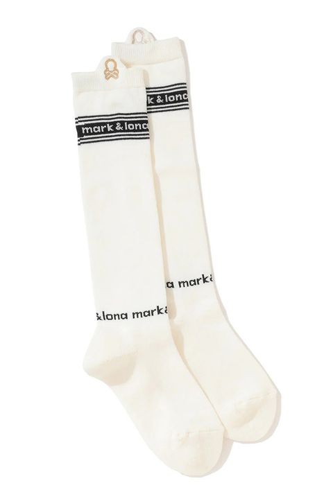 【レディース】 BUENA HIGH SOCKS / ロゴジャカード メタリック刺繍 ハイソックス (ホワイト)