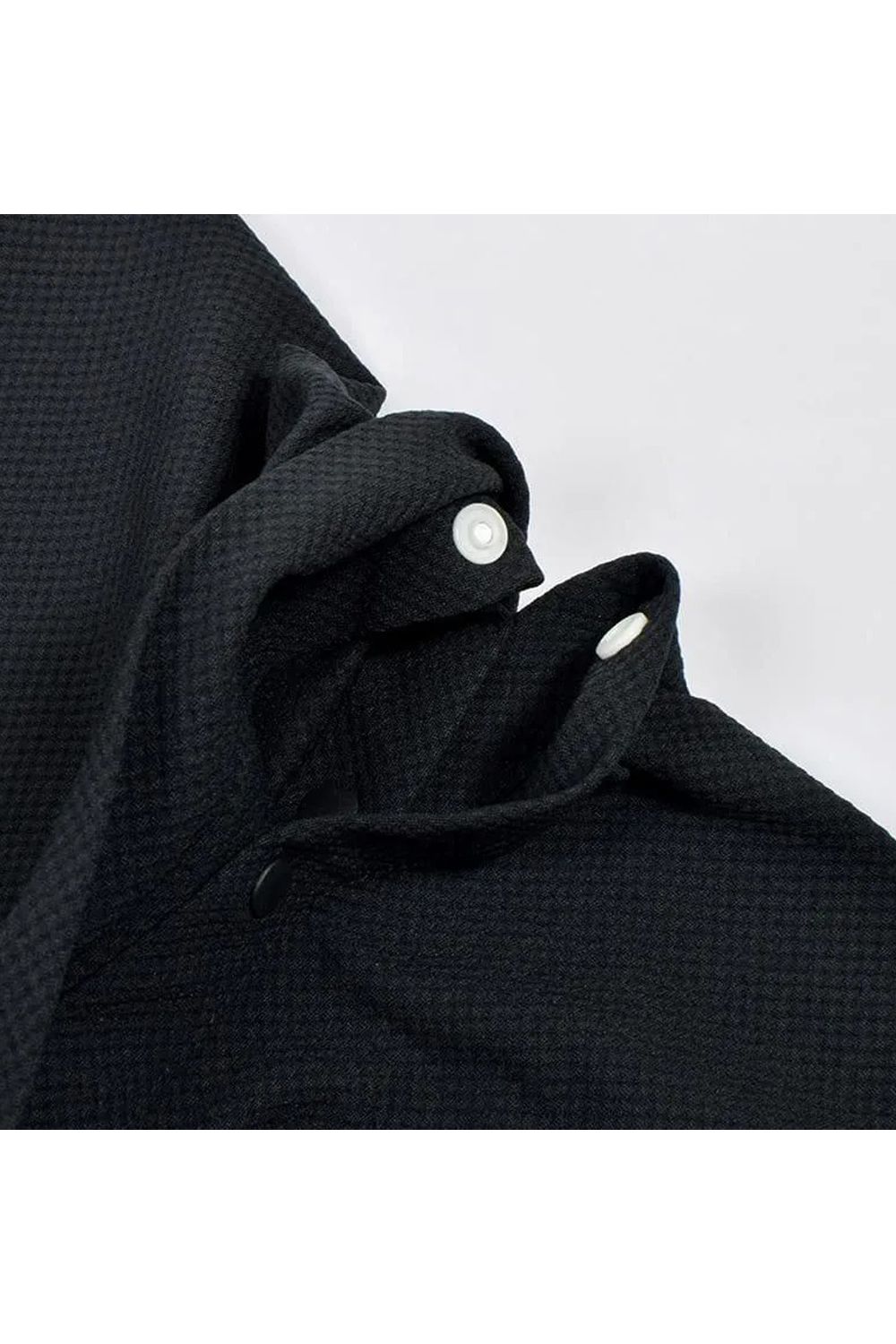【26AW】 MENS DETACHABLE HALF ZIP SHIRT / ワッフル生地 スリーブデタッチャブル 2WAYハーフジップシャツ (ブラック)*