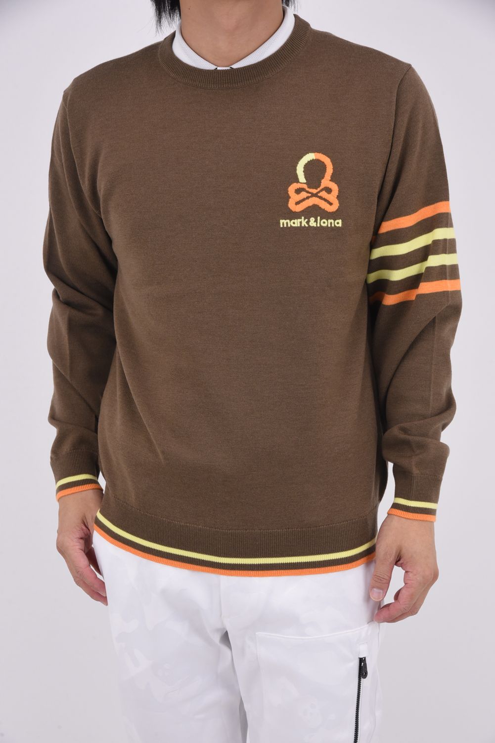 【2025AW】 QUADRO SILKY WOOL SWEATER / ウール100% ブランクスカル クルーネックニット (ブラウン)