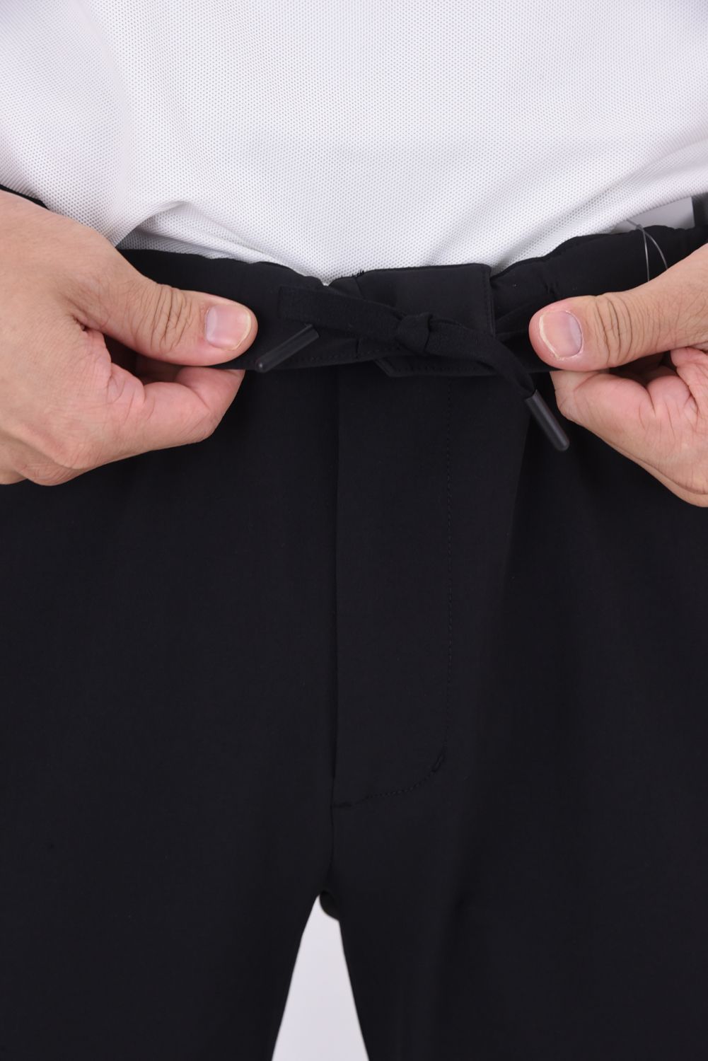 WATER REPELLENT PIPING LONGPANTS / 4WAY ストレッチ 撥水素材 ロゴテープ ロングパンツ (ブラック)