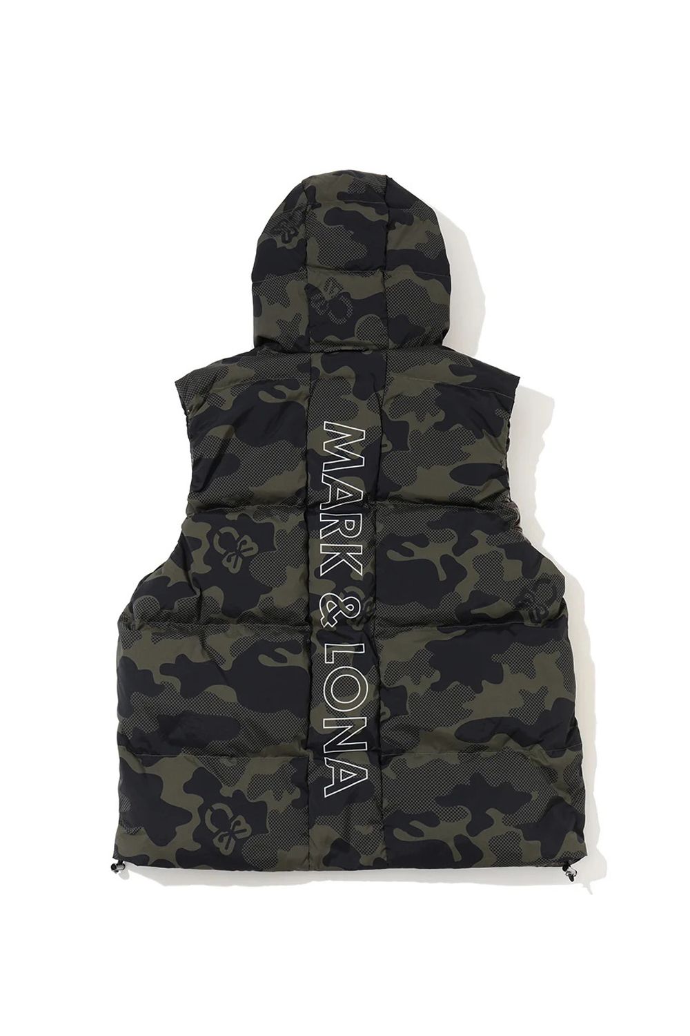 【26AW】 PLURI CAMO STRECH DOWN VEST / スカルカモフラージュ フーデッドダウンベスト (ブラック)