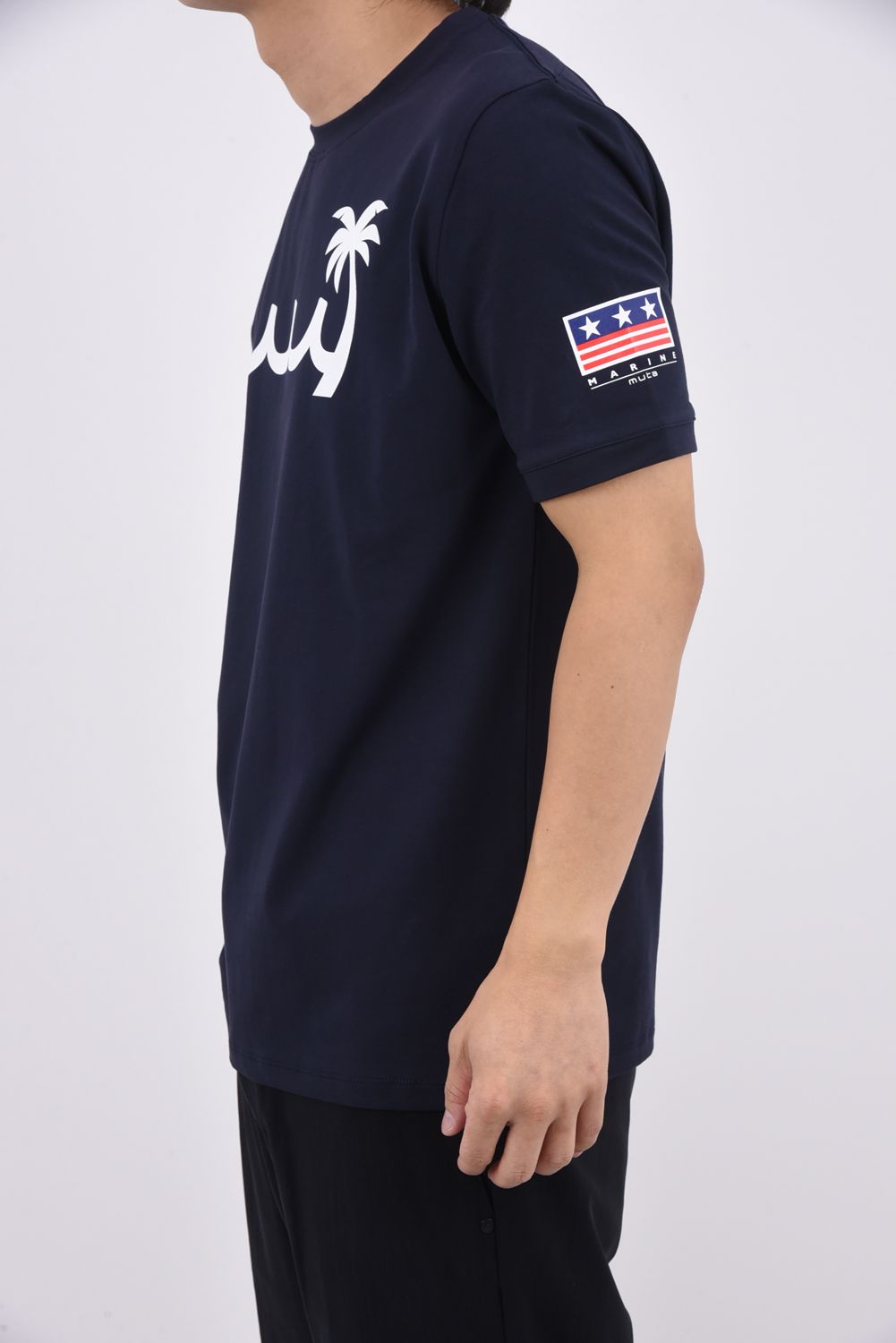 【26SS】 PALM WAVE STRETCH SHIRTS / ウェーブロゴ バックプリント Tシャツ (ネイビー)