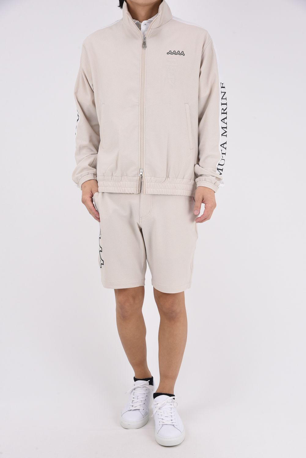 【26SS】 HIGH TENSION SUCKER SHORT PANTS / シアサッカー ウェーブロゴ ショートパンツ (ベージュ)