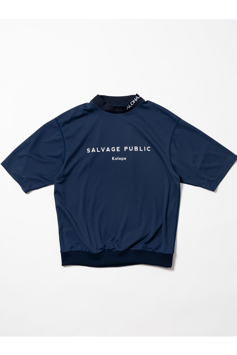 【2026SS】 JQ Ribbed Mockneck S/S(EXELLENCE) / ブランドロゴ 裾リブ ハーフスリーブ モックネックTシャツ (ネイビー) (4月入荷予定)