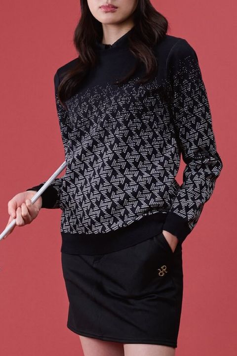 【26AW】【レディース】 GM GRADATION KNIT / GMグラデーション クルーネックニット (ブラック)*