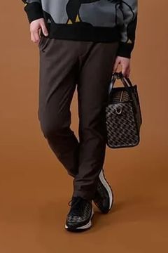 【26AW】  HEAT PERFORMA LONG PANTS / 裏起毛  ヘリンボーン柄 ロングパンツ (ブラウン)*