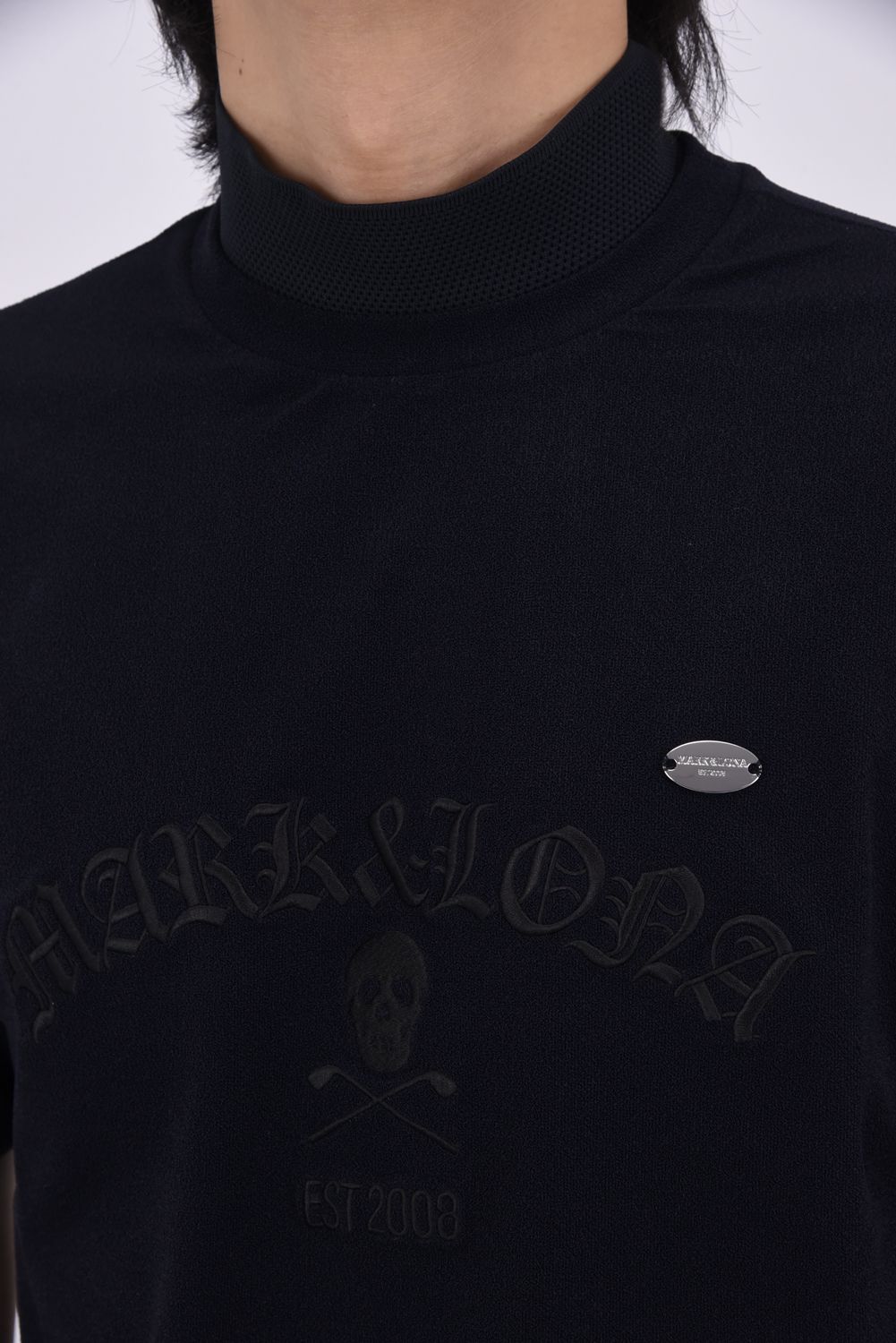 【26SS】 SOVEREIGN PILE MOCK NECK TEE / パイル生地 ブラックレターフォントロゴ モックネックTシャツ (ブラック)