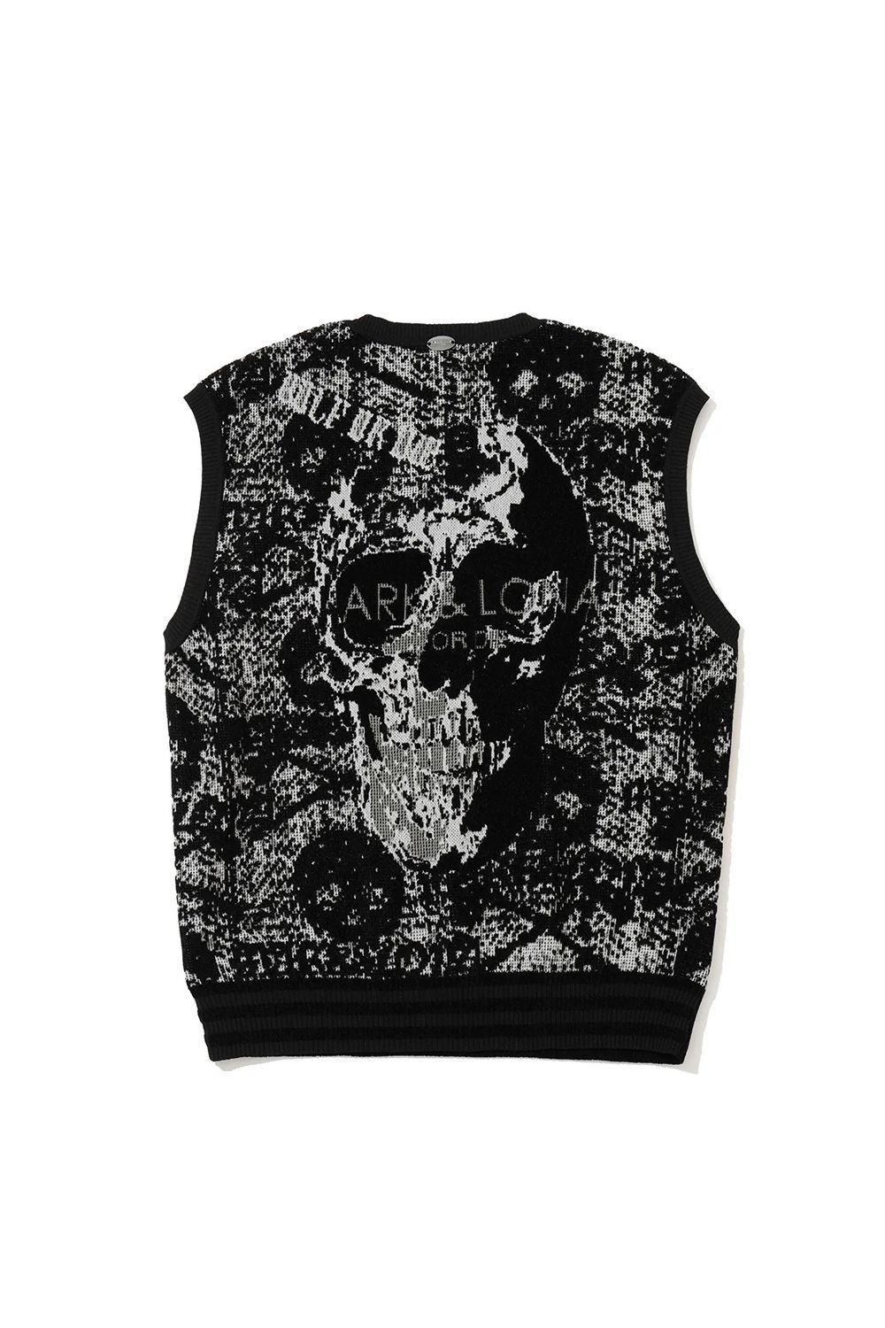【26AW】 FRACTUR ANATOMIC SKULL JACQUARD VEST / ブラックレター&リアルスカル モールジャガード ニットベスト (ブラック)