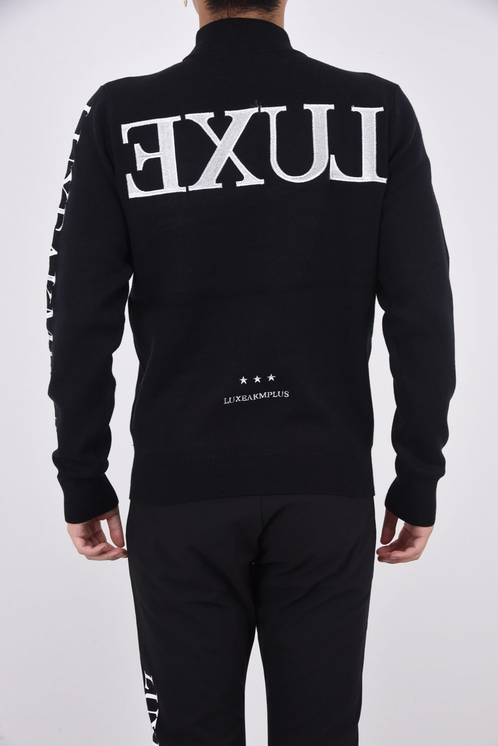 BACK BIG LOGO HIGH NECK KNIT / バックロゴ ハイネック ニット ブラック