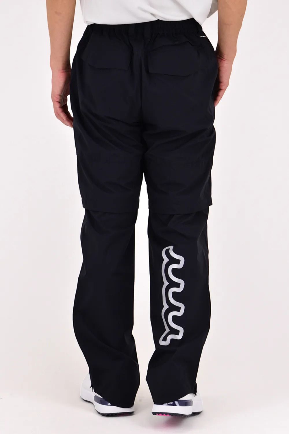 【26SS】 2WAY RAIN PANTS / ウェーブロゴ 袖切り替え 2WAYレインパンツ (ブラック)