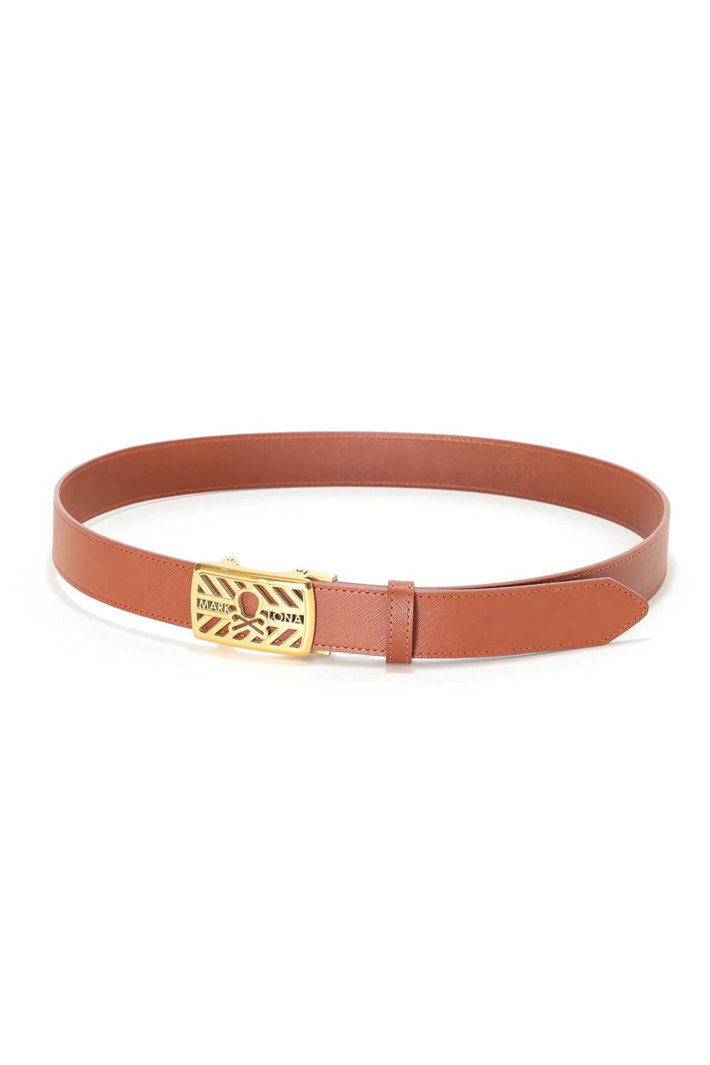 HOLLOW SKULL ADJUST LEATHER BELT / ブランクスカルバックル 無段階調整レザーベルト (ブラウン)