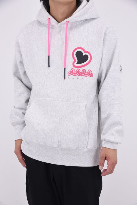 【25AW】 ACANTHUS * MUTA MARINE SWEET LOGO HOODED SWEATSHIRTS / ヘビーウェイト 裏起毛 ハートロゴ プルオーバーパーカー (グレー)