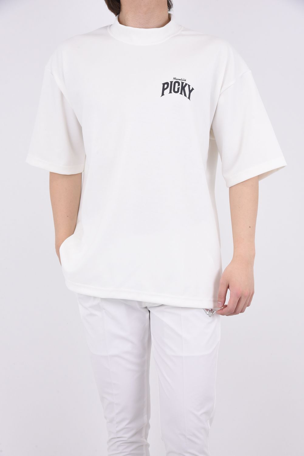 MOCKNECK TEE / プリントロゴ モックネックTシャツ ホワイト